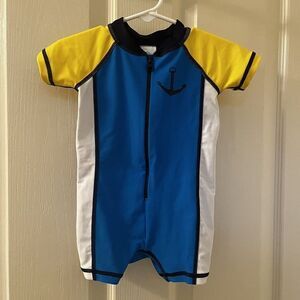 Hanna Andersson Swimmy Rashguard One Piece Swimsuit Boys Size 60 US 3-6 Months
